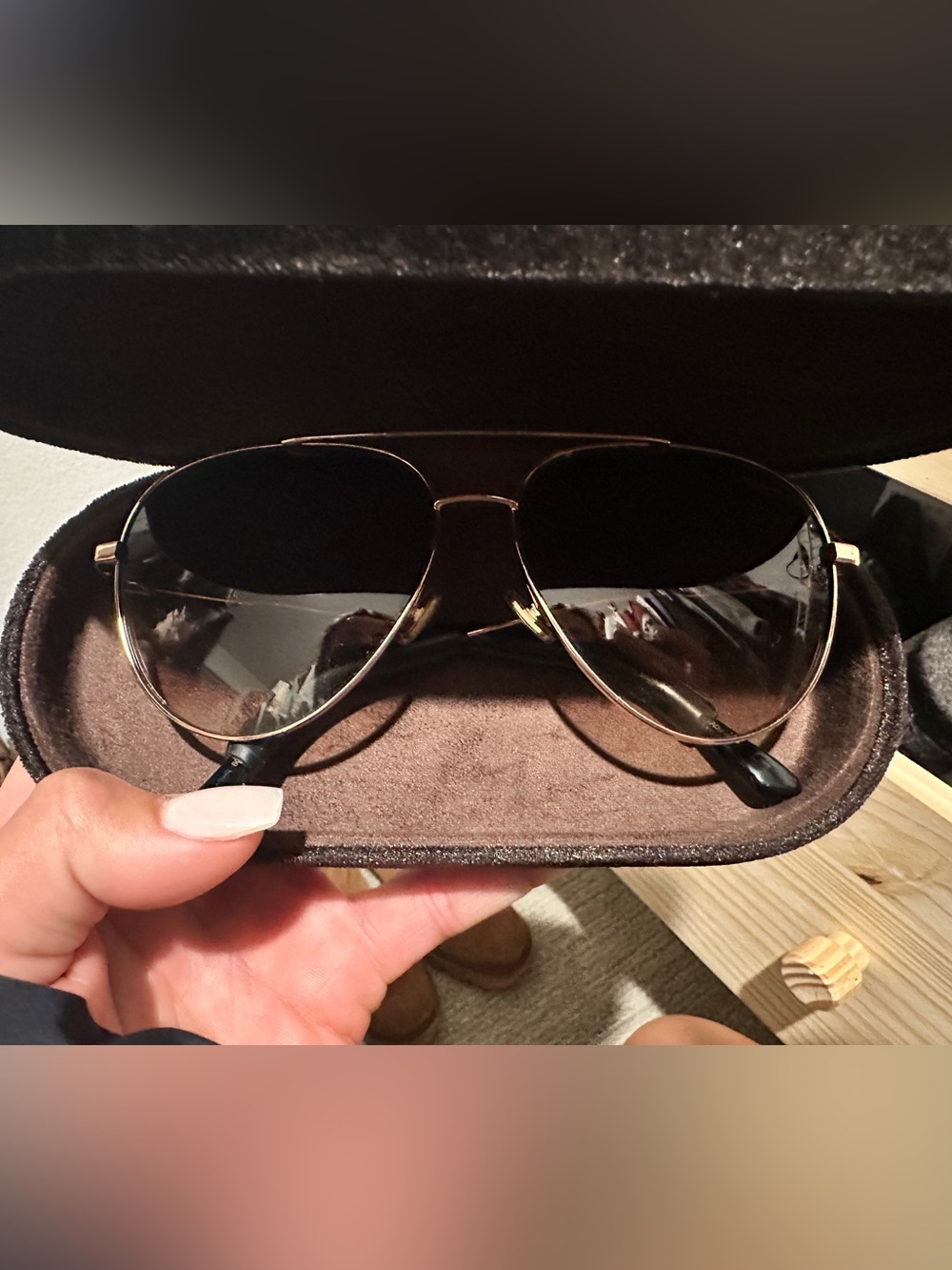 Jimmy Choo Gold Aviator Sunglasses with Dark Smoke Lenses